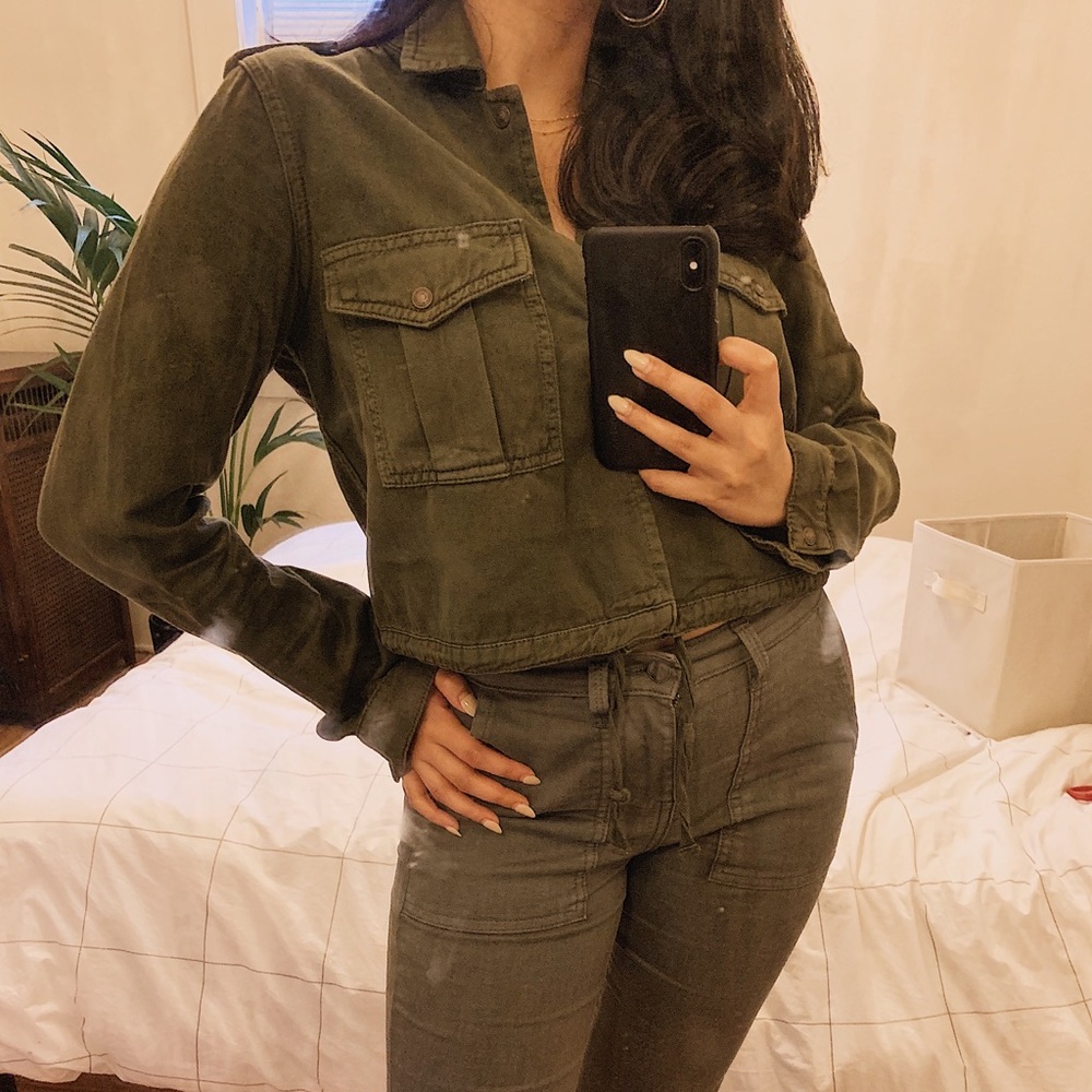 ZARA Woman Military Green Cropped Jacket